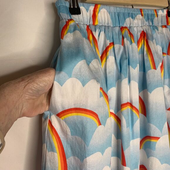 MODCLOTH On My Wavelength Skater Skirt Rainbow Size Small - Picture 4 of 11